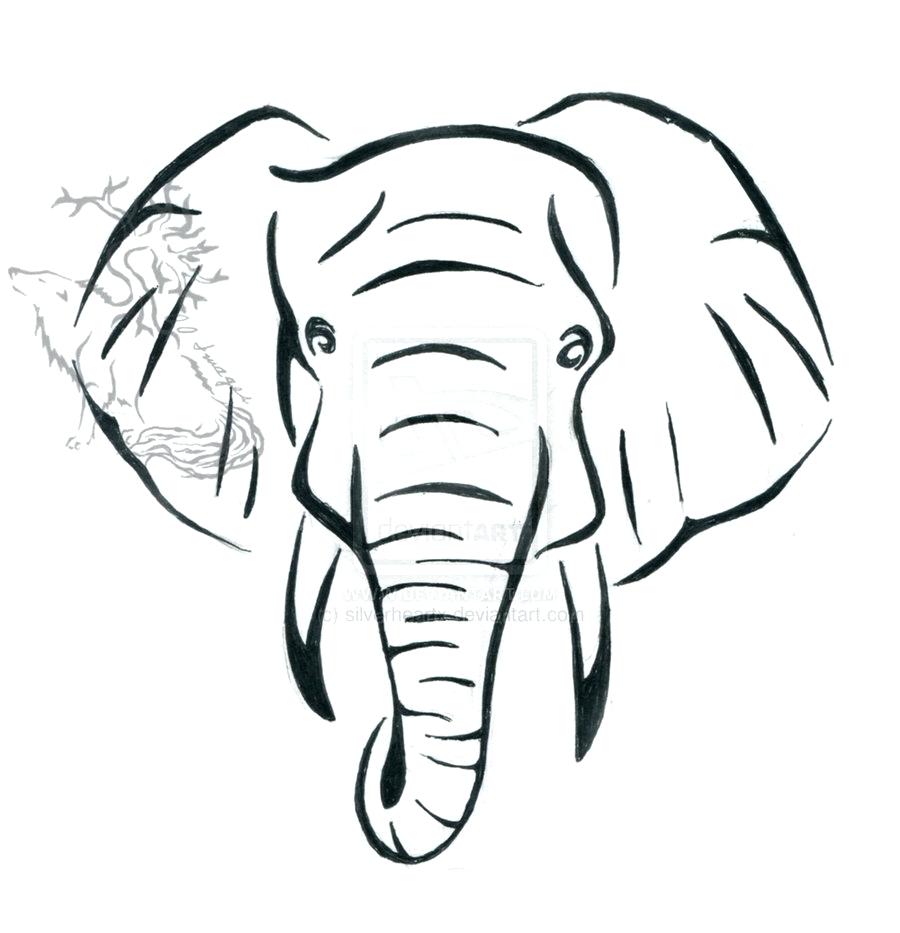 Elephant Simple Drawing Hand drawn