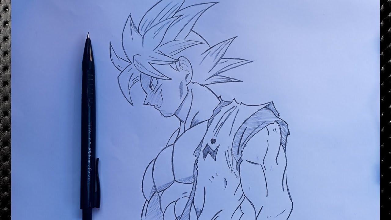 Full Body Goku Drawing Stunning Sketch