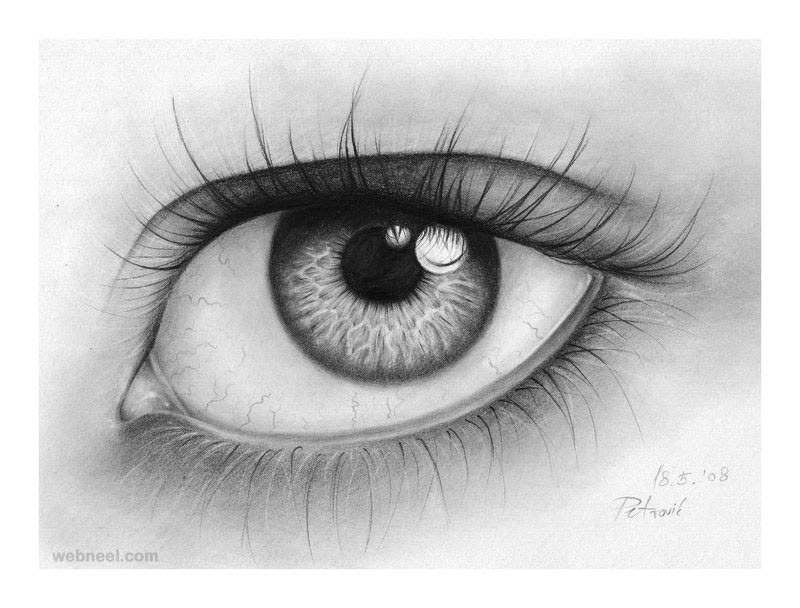 Girl Eyes Drawing Intricate Artwork
