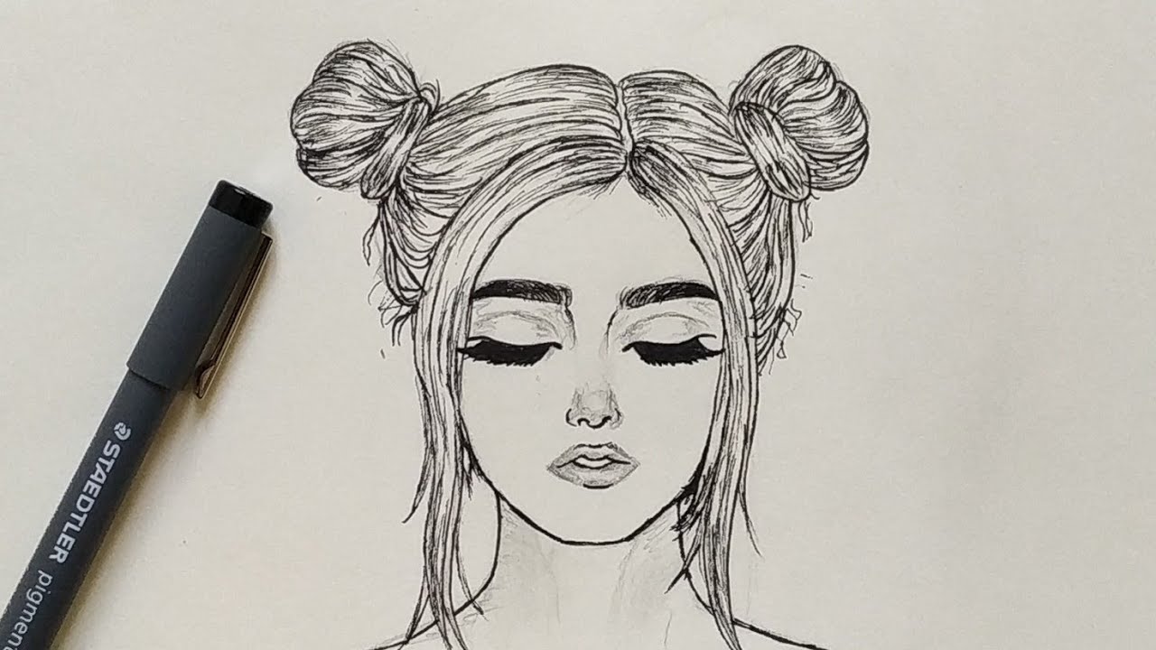 Girl Eyes Drawing Sketch