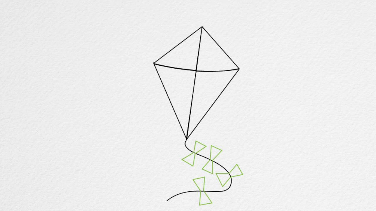 Kite Drawing Detailed Sketch
