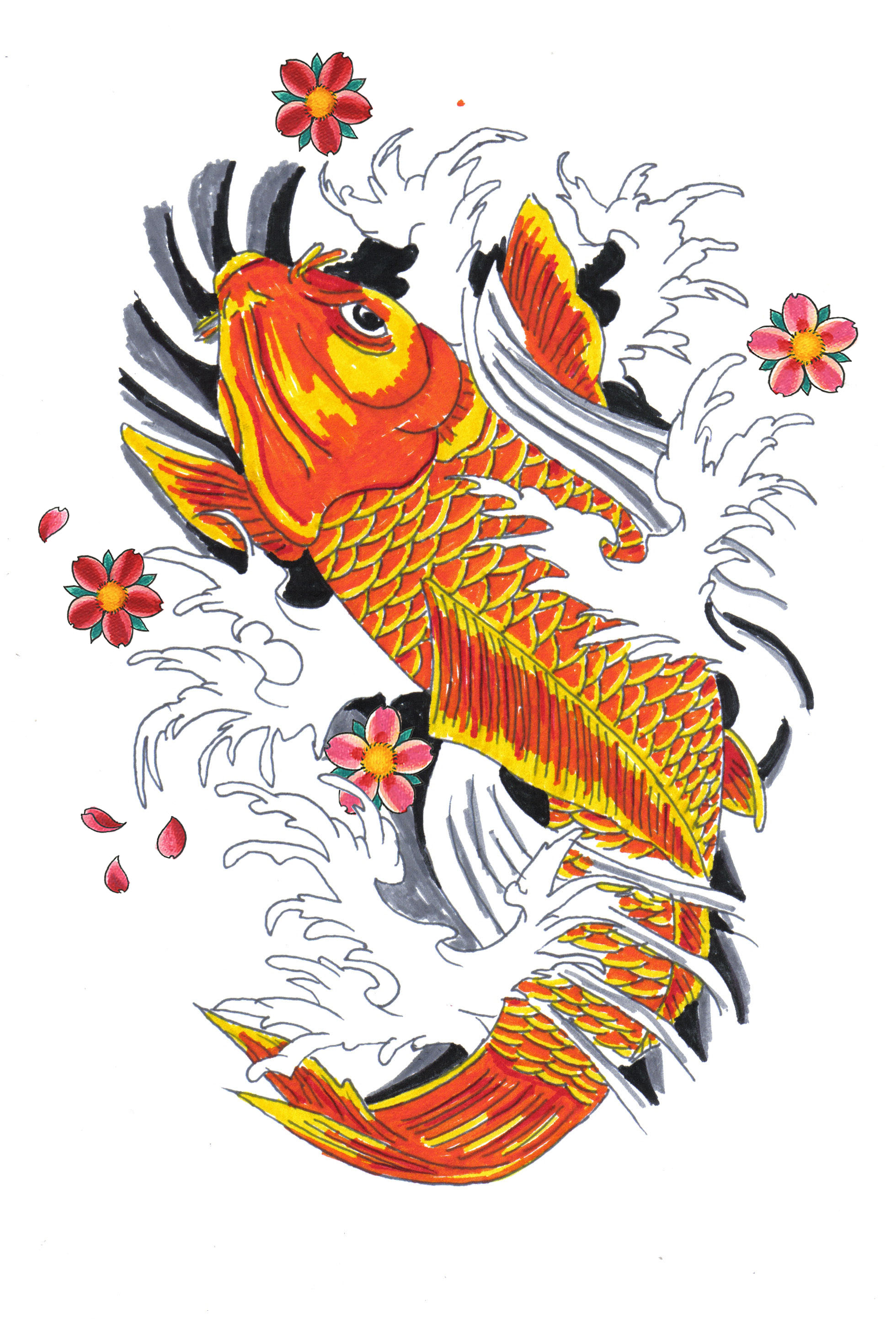 Koi Fish Drawing Art