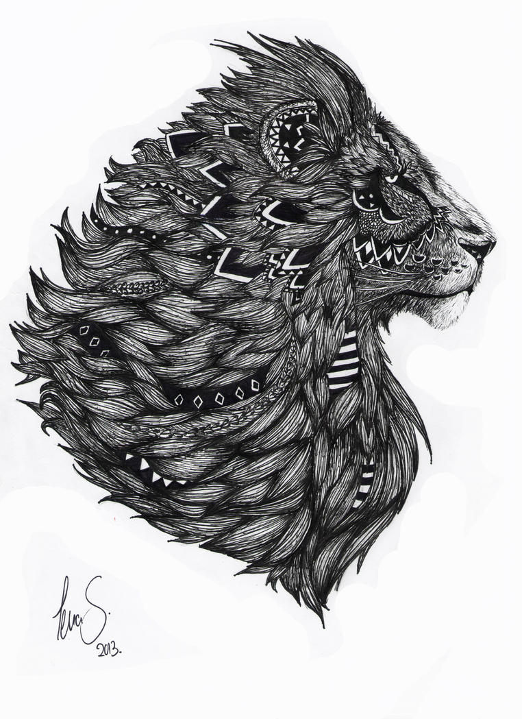 Lion Drawing Detailed Sketch