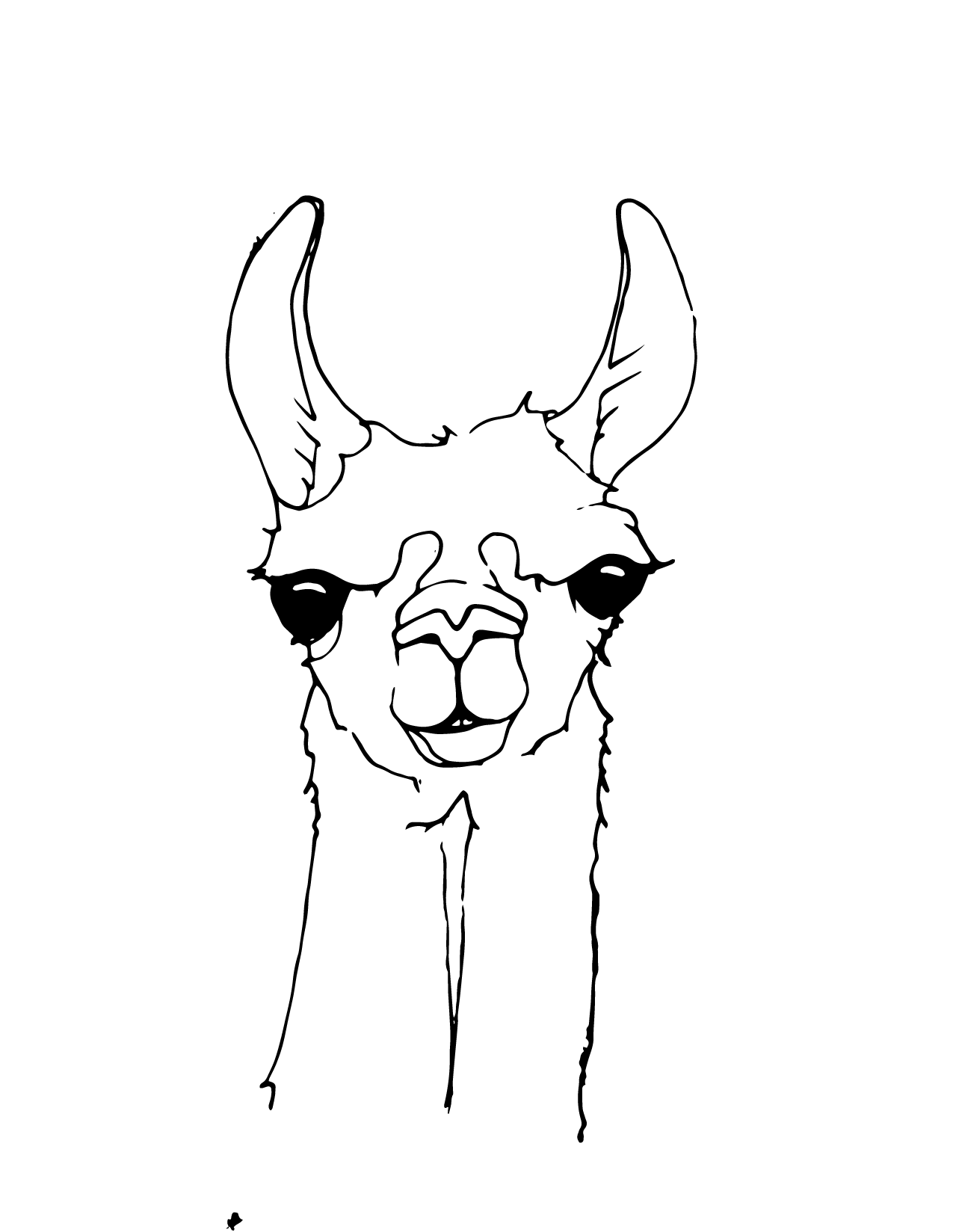 Llama Drawing Hand Drawn Sketch