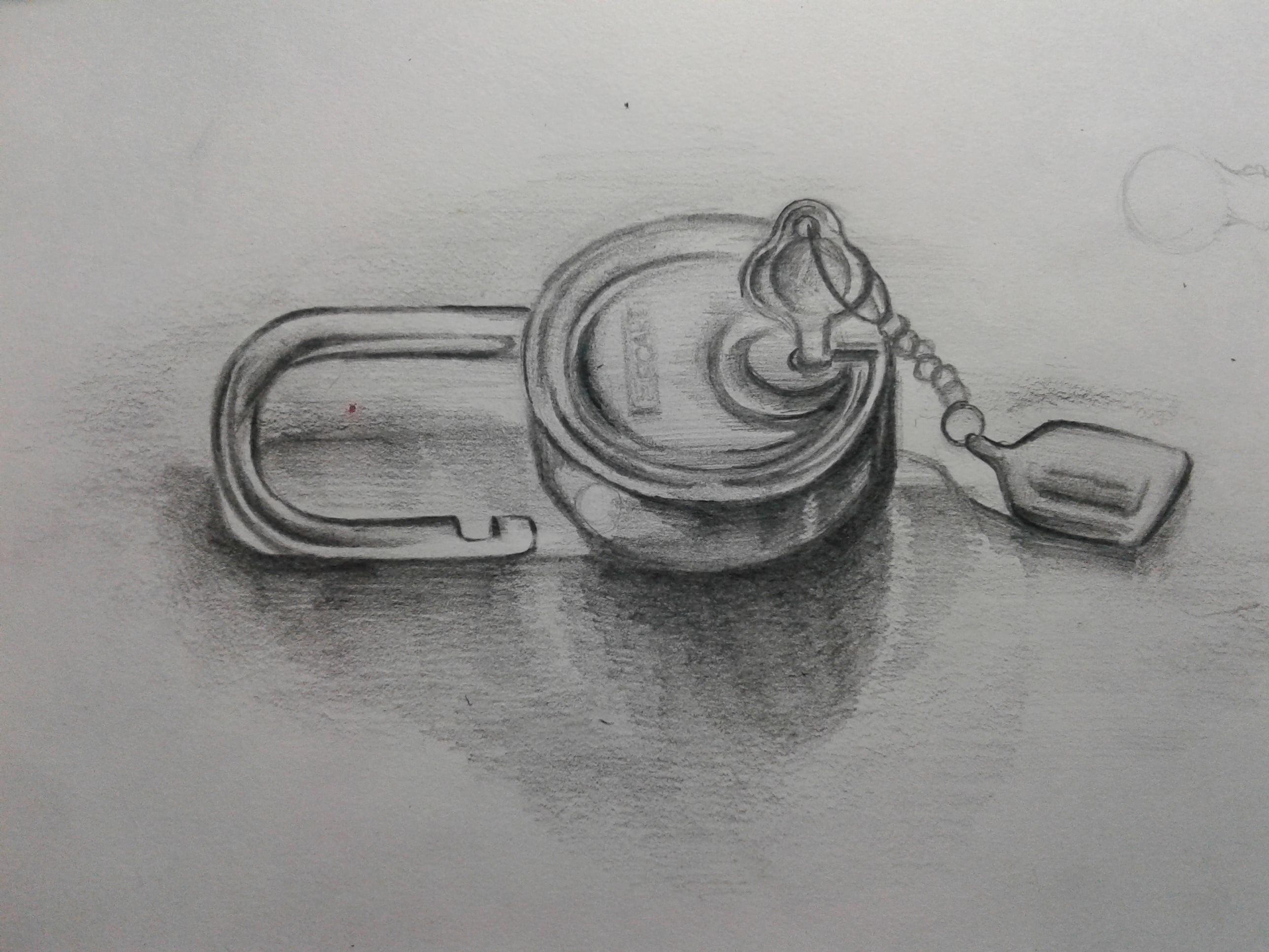 Lock Drawing Modern Sketch