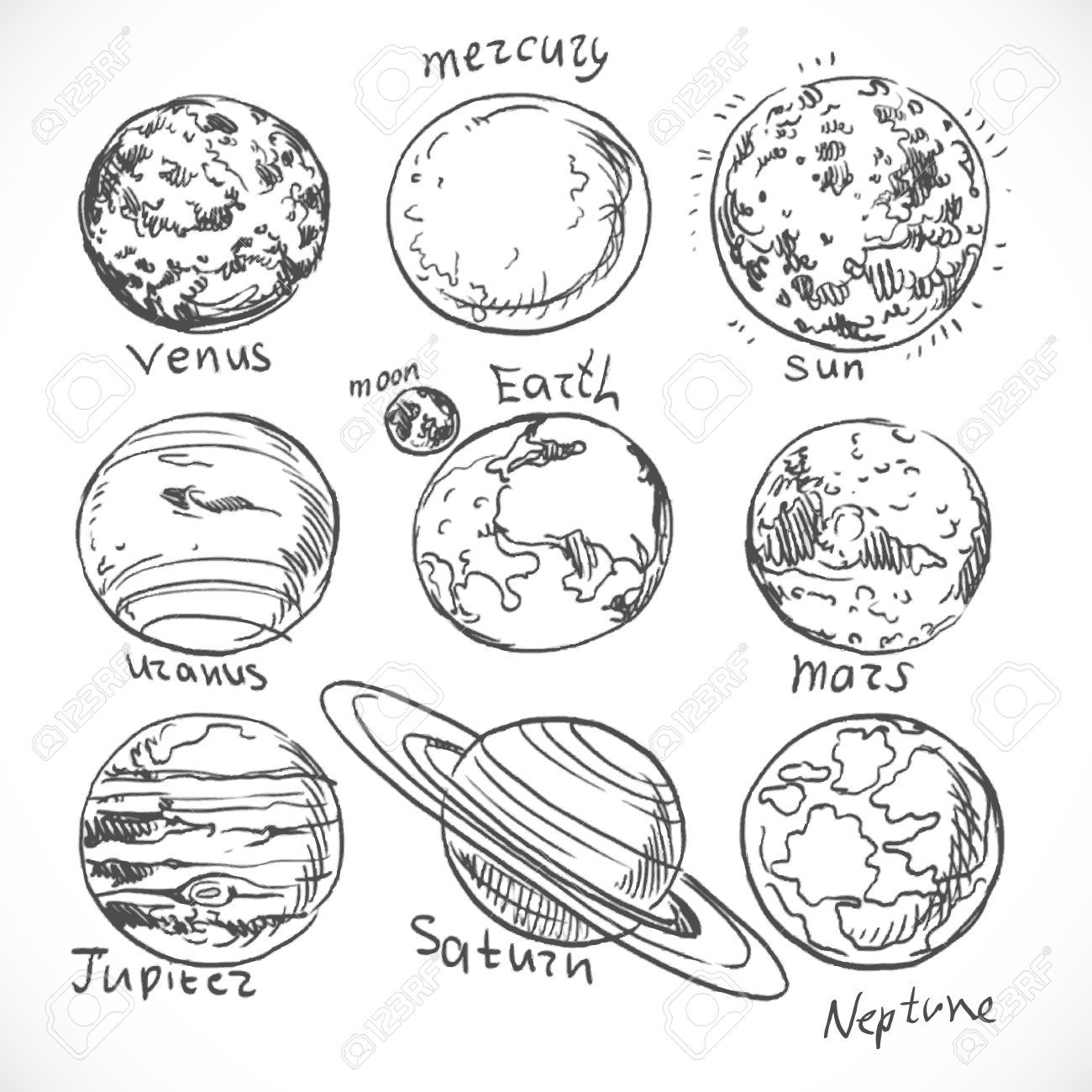 Mars Drawing Detailed Sketch
