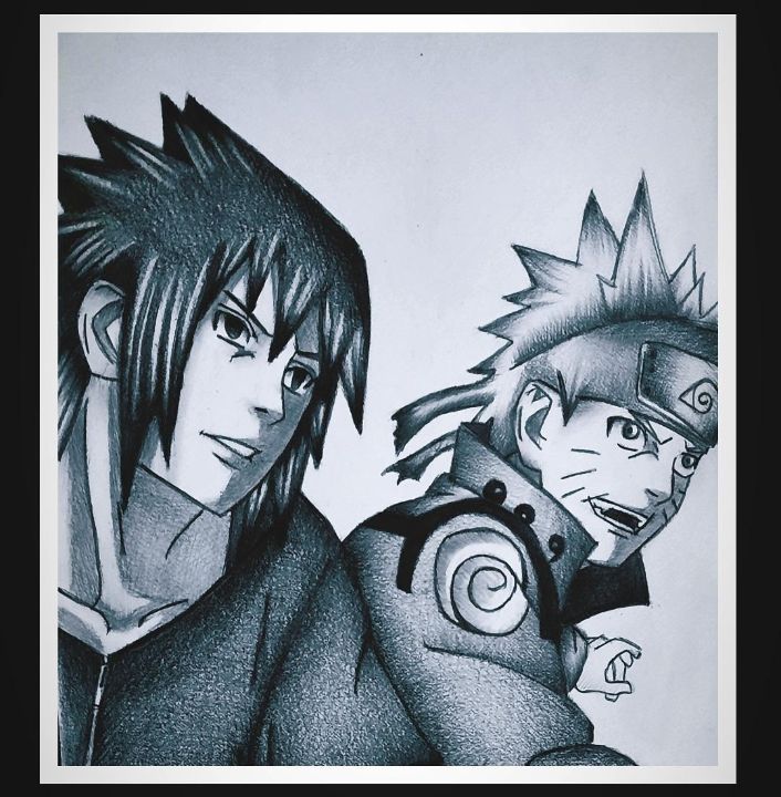 Naruto And Sasuke Drawing Fine Art