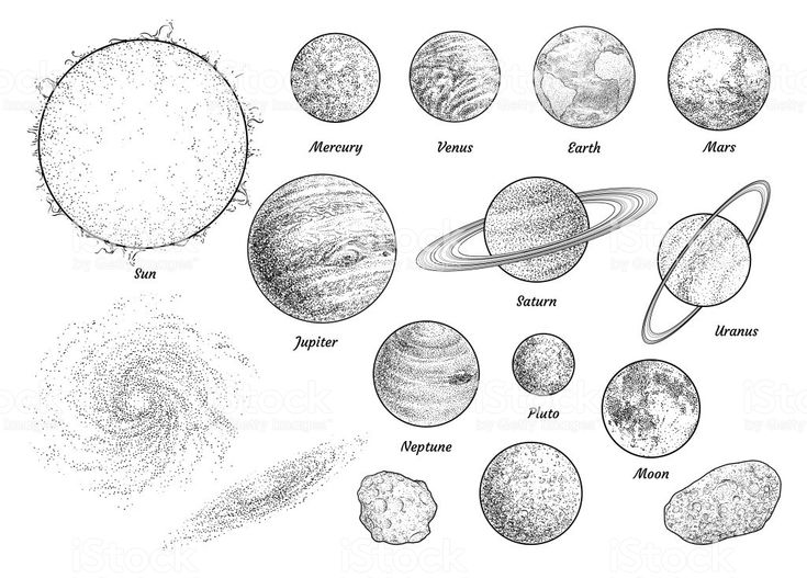 Planets Drawing Modern Sketch
