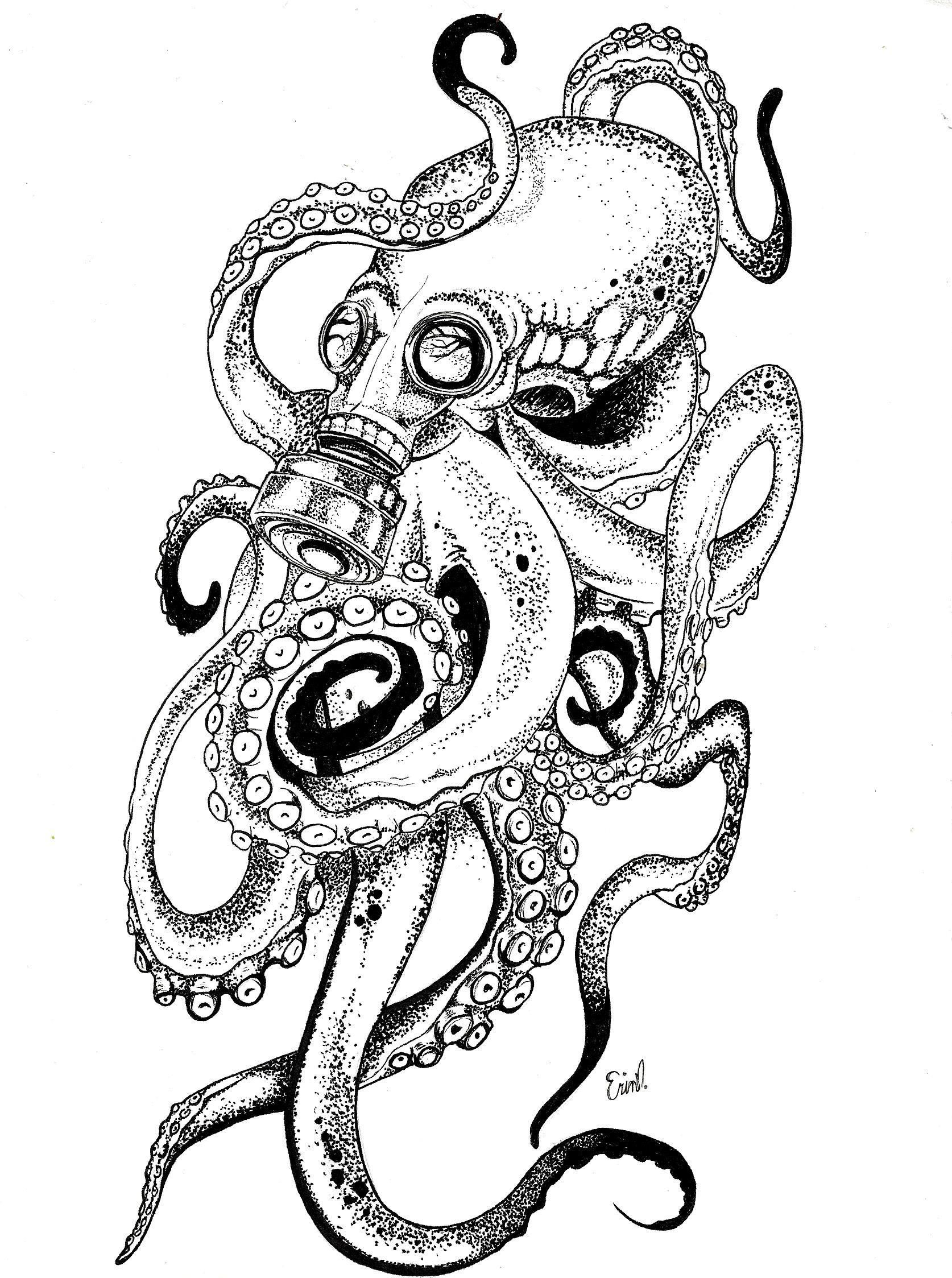 Realistic Octopus Drawing Professional Artwork