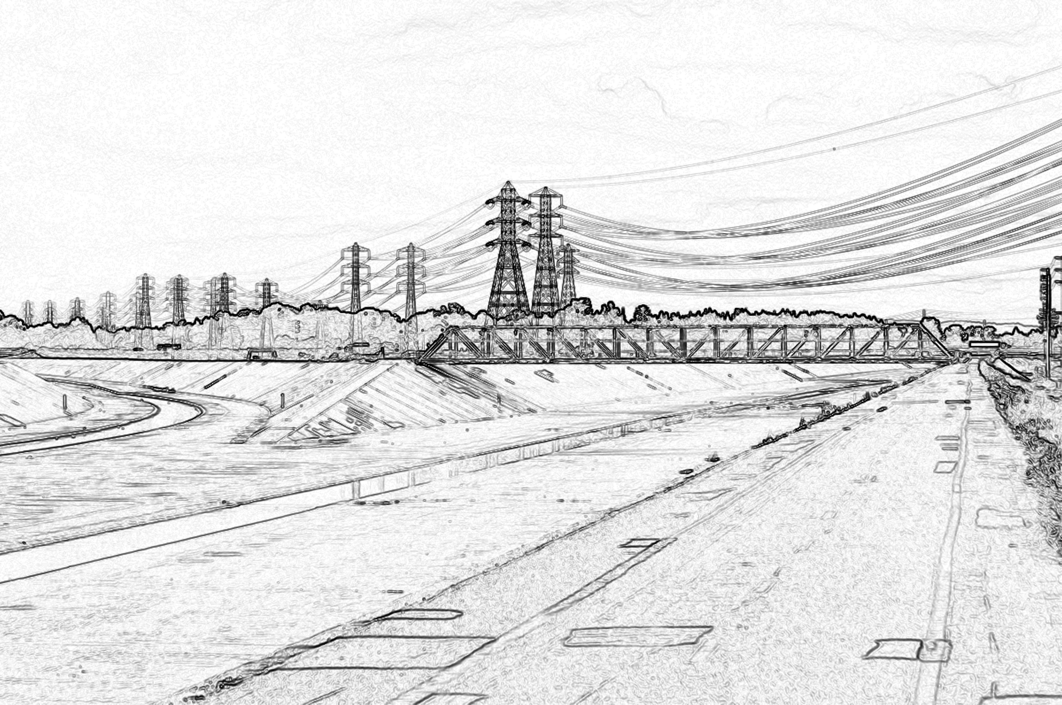 Road Drawing Detailed Sketch