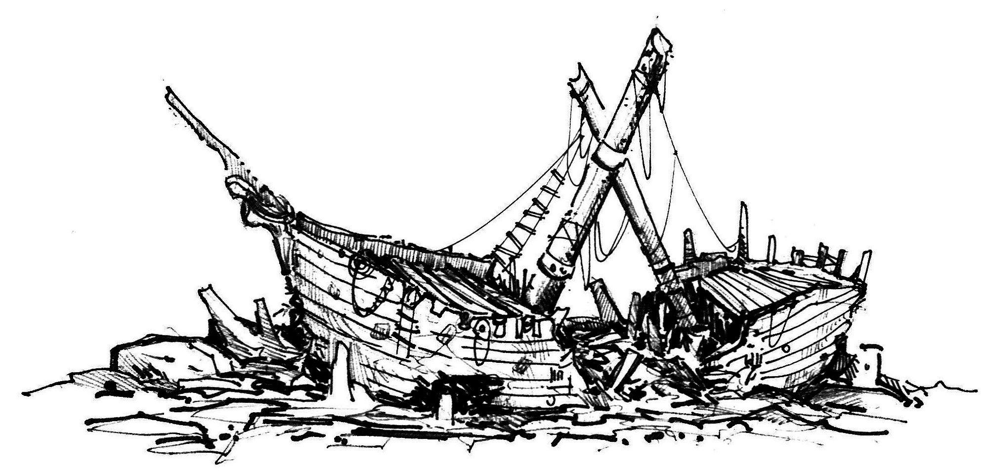 Ship Drawing Artistic Sketching