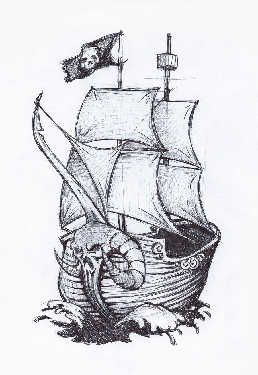 Ship Drawing Sketch