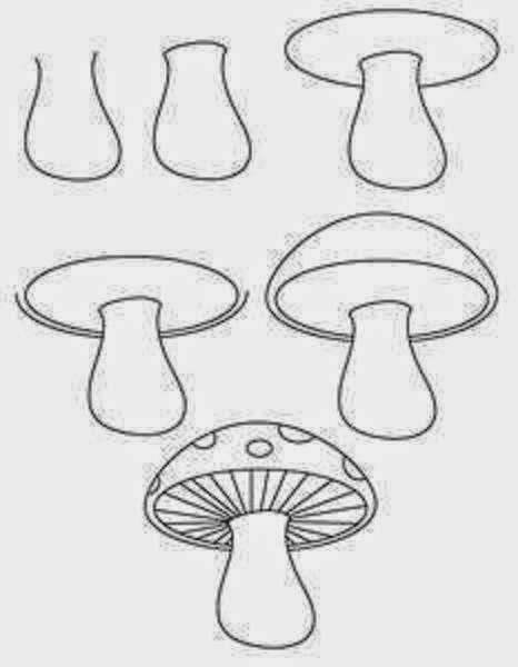Simple Mushroom Drawing Artistic Sketching