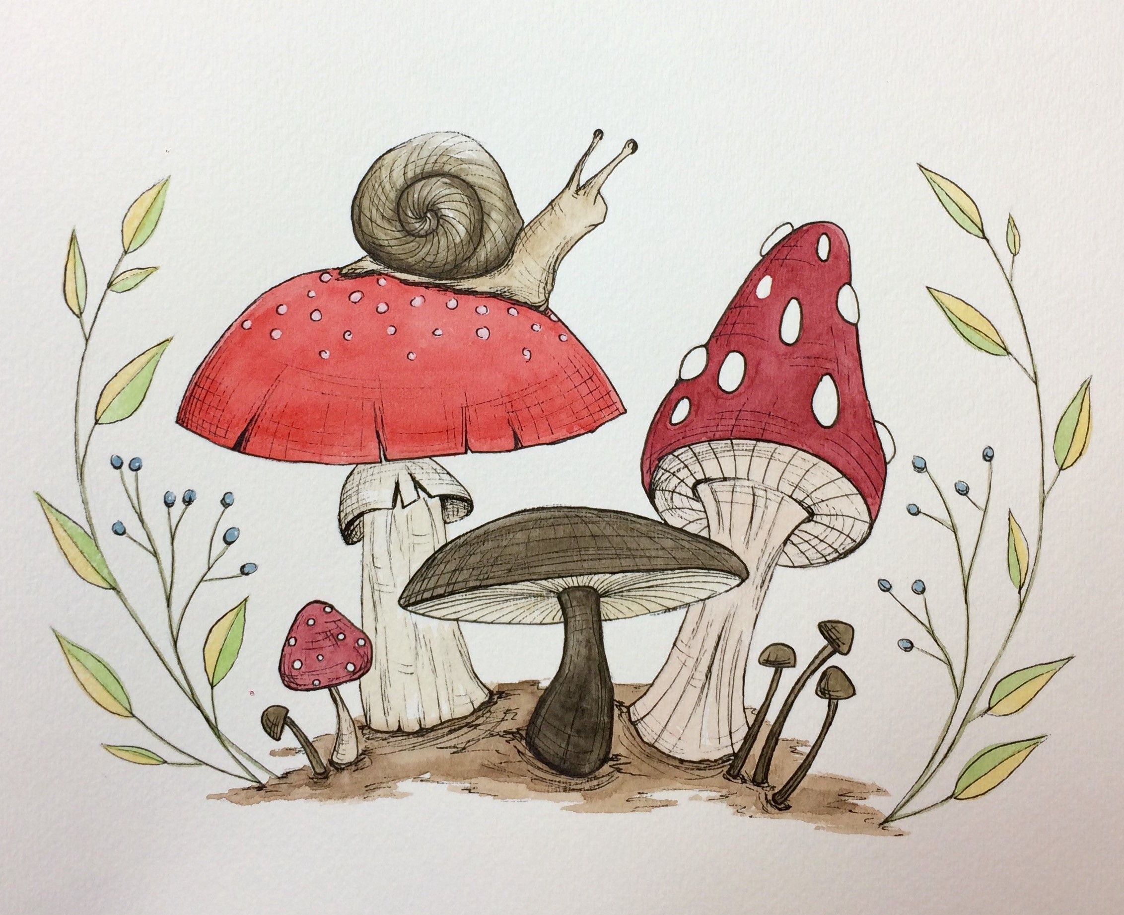 Simple Mushroom Drawing Modern Sketch