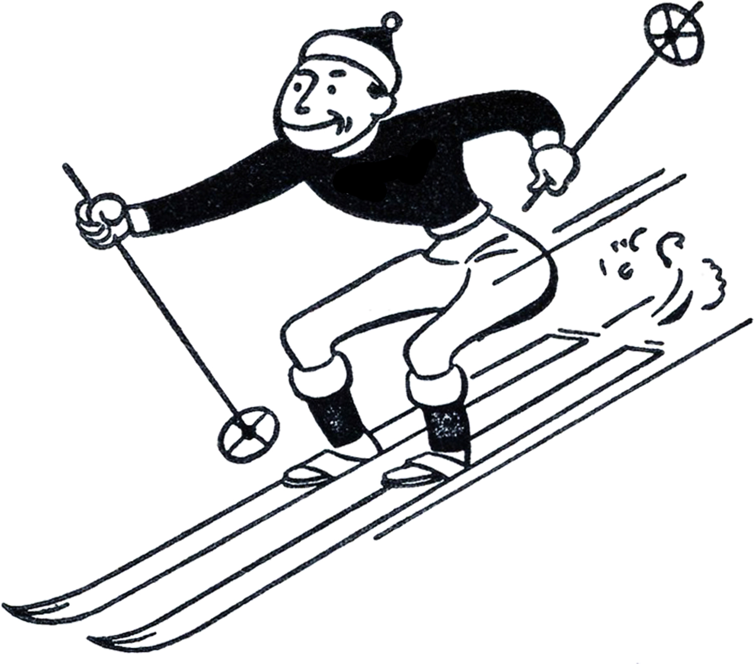 Ski Drawing Modern Sketch
