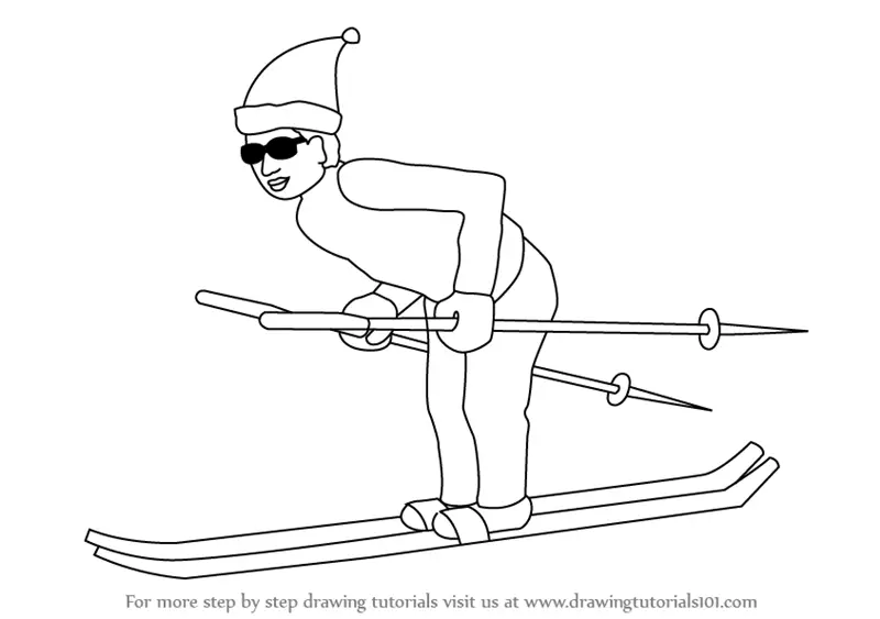 Ski Drawing Sketch