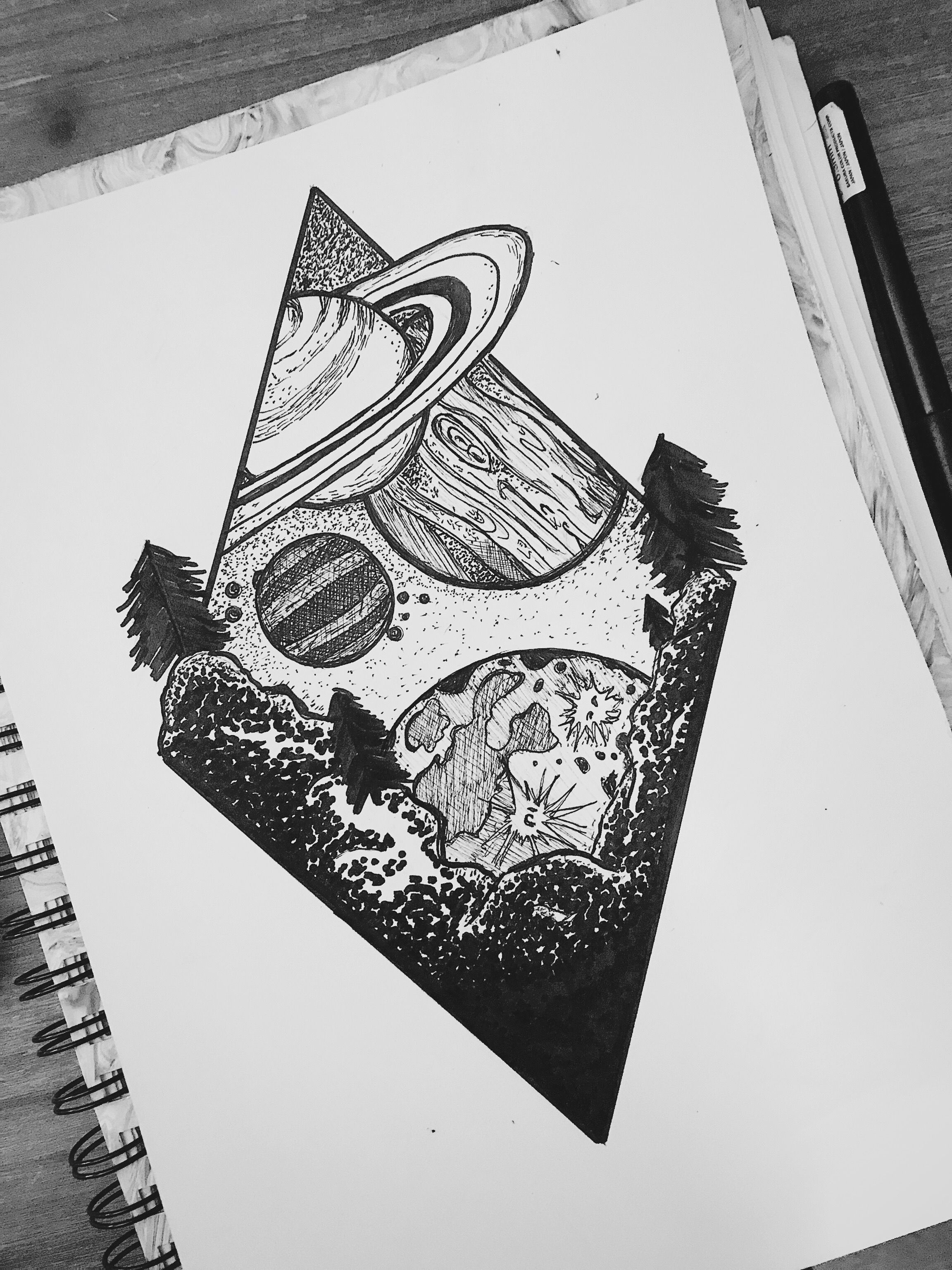 Space Drawing Realistic Sketch