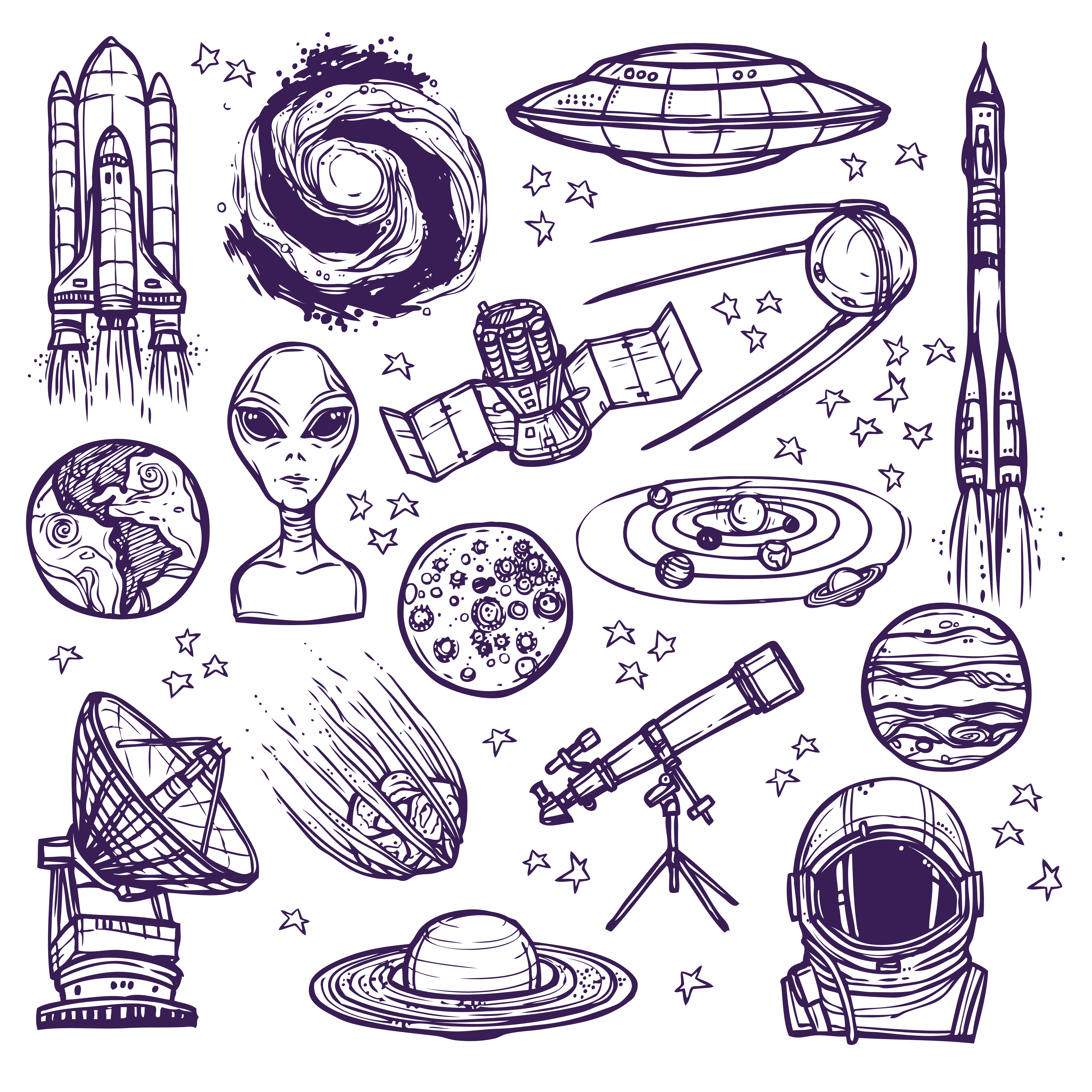 Space Drawing Stunning Sketch