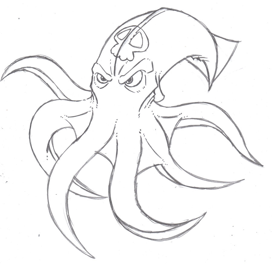 Squid Drawing Hand Drawn