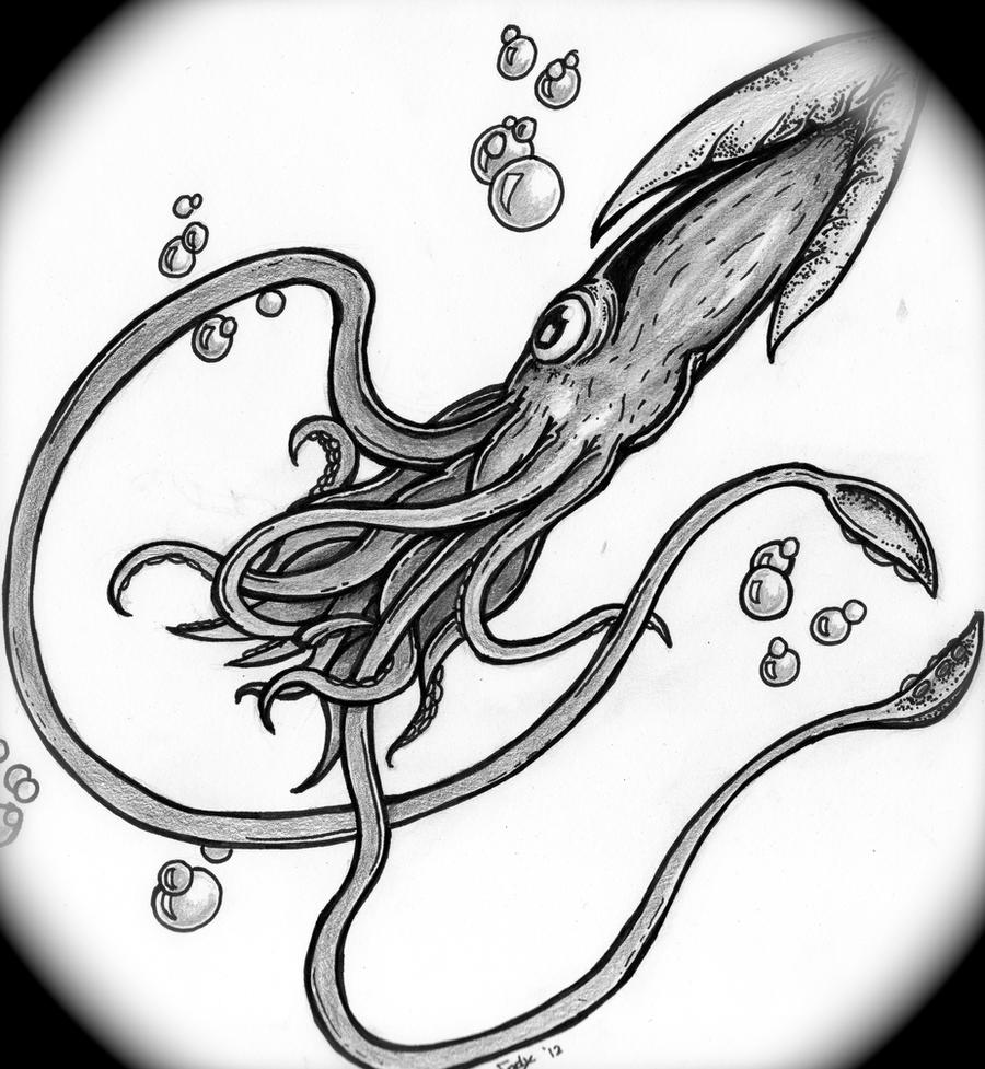 Squid Drawing Modern Sketch