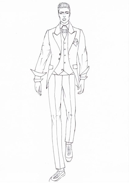 Suit Drawing Modern Sketch
