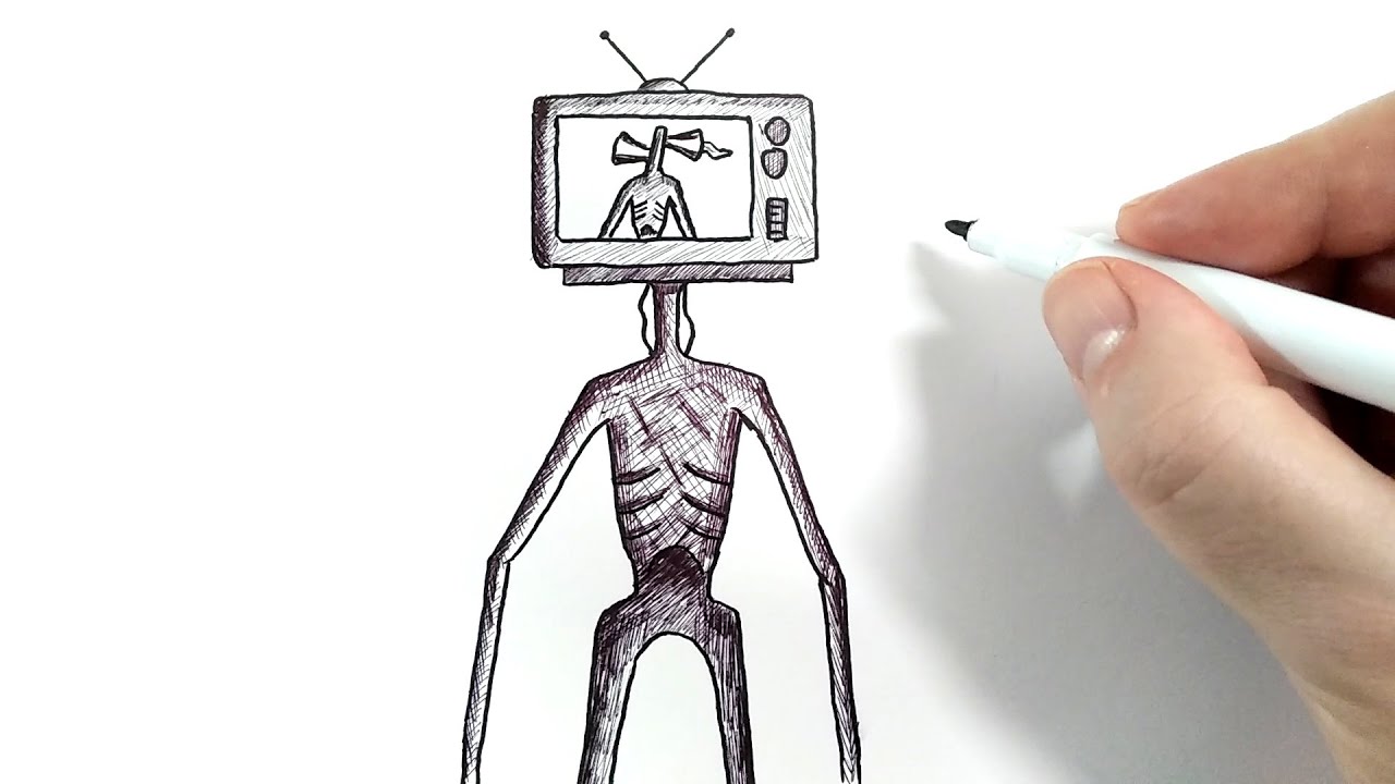 Tv Head Drawing Artistic Sketching