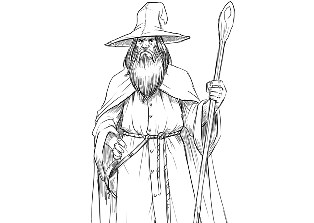 Wizard Drawing Realistic Sketch